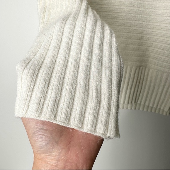 Anthropologie Moth Cream White Oversized Slouchy Ribbed Cowl Neck Sweater - Picture 9 of 14